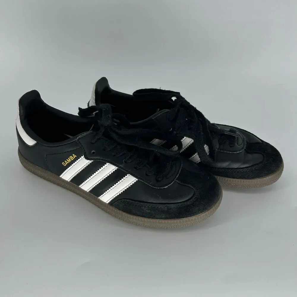 Adidas Samba OG Mens Size 5.5 Low Sneakers Black White Gum Leather Shoes B75807